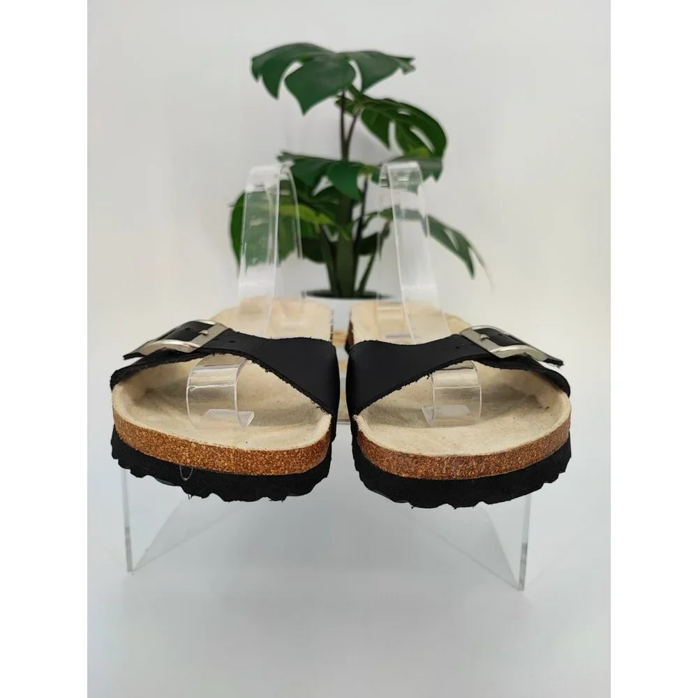 Tula by Birkenstock Women's Madrid Black Leather Slide Sandals Size 7.5 US - Picture 3 of 8